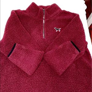 PINK maroon sherpa quarter zip